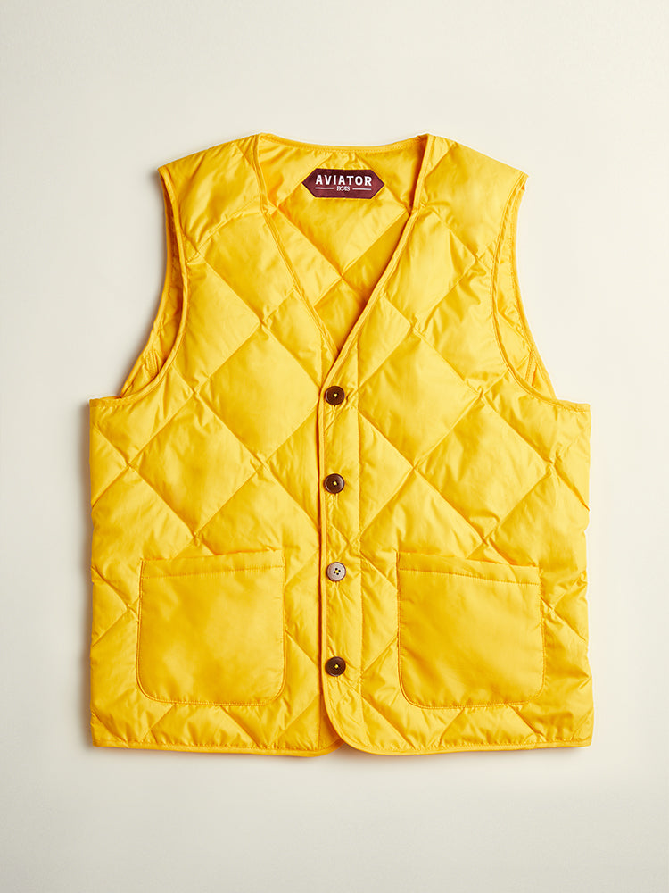 Diamond Quilted Down Vest - Yellow