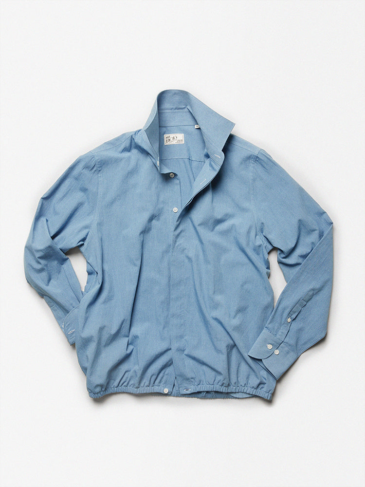 Chambray Belted Shirt Jacket - Dusty Blue