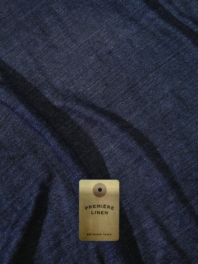 PREMIÈRE Linen Short-Sleeved T-shirt In Navy