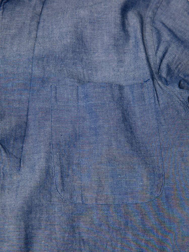 Chambray Polo Pullover Shirt - Blue