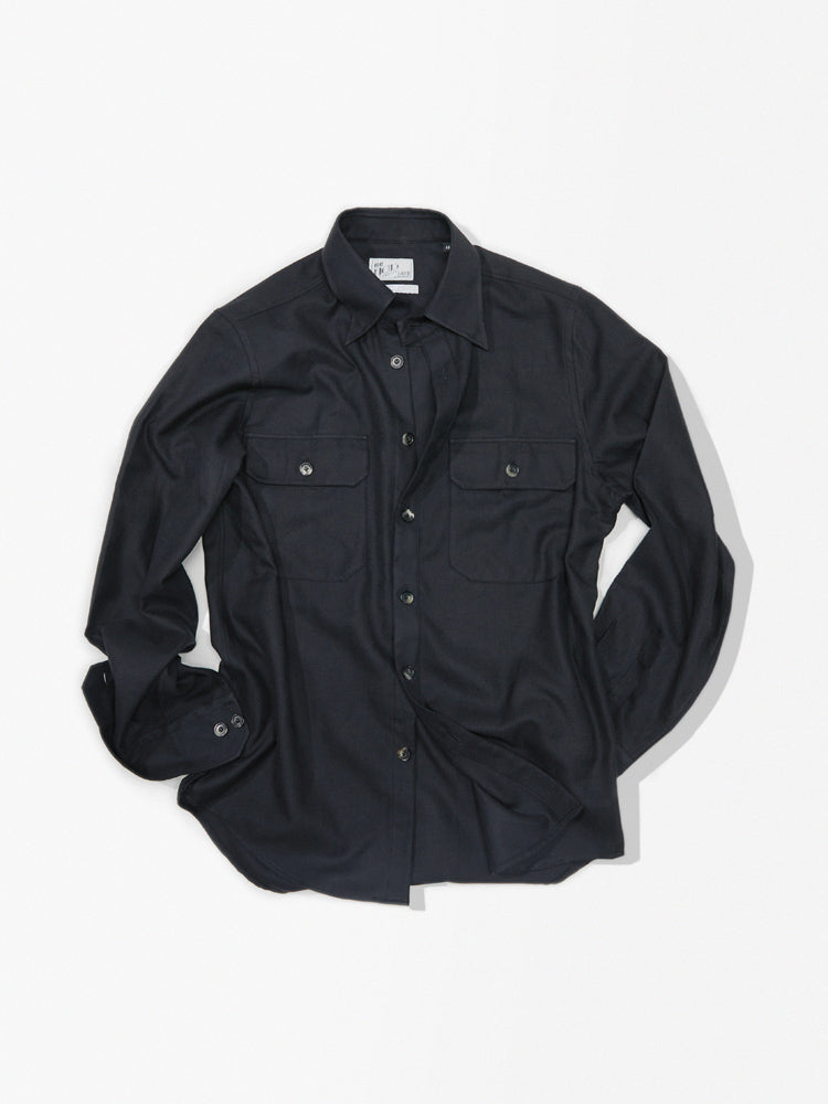 Black Herringbone Canclini Cotton/Cashmere Shirt Jacket