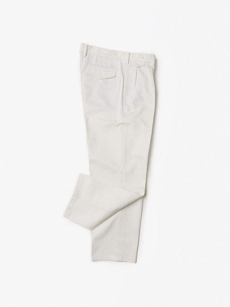 Tailored Denim Double-Pleated White Denim