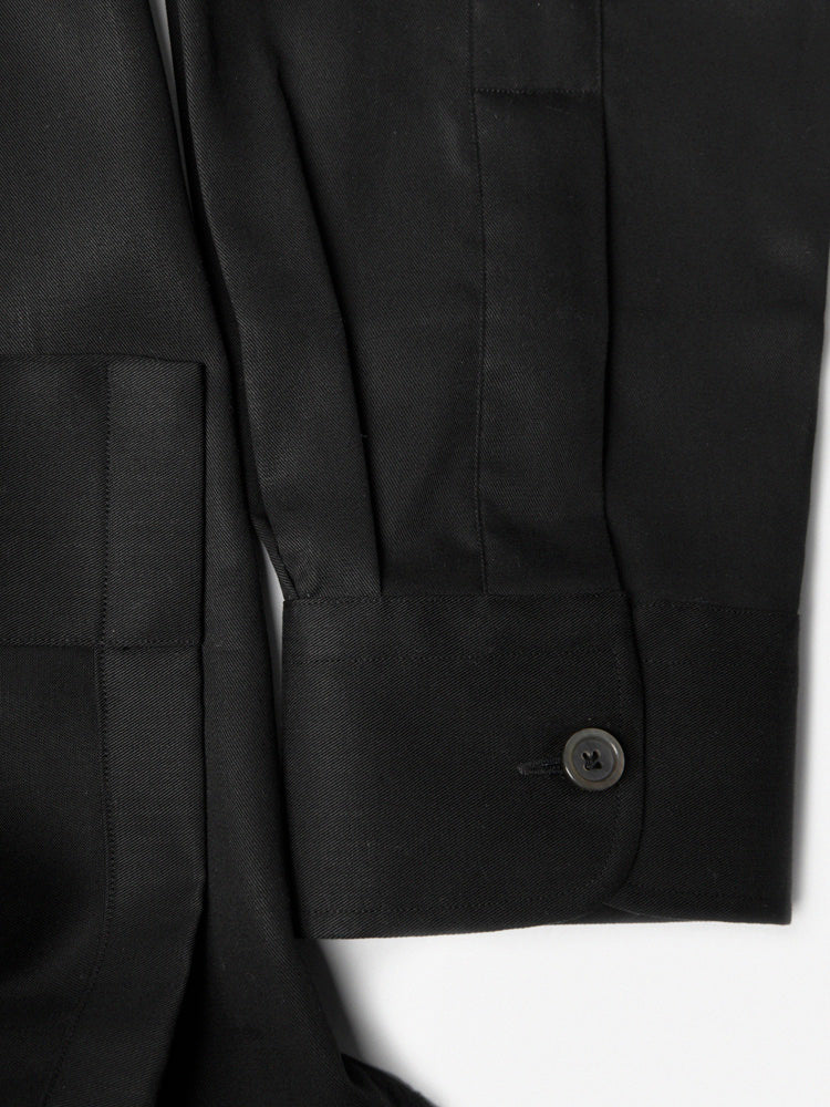 Havana Camp Collar Long Sleeve Shirt - Cotton Linen Tencel/Black