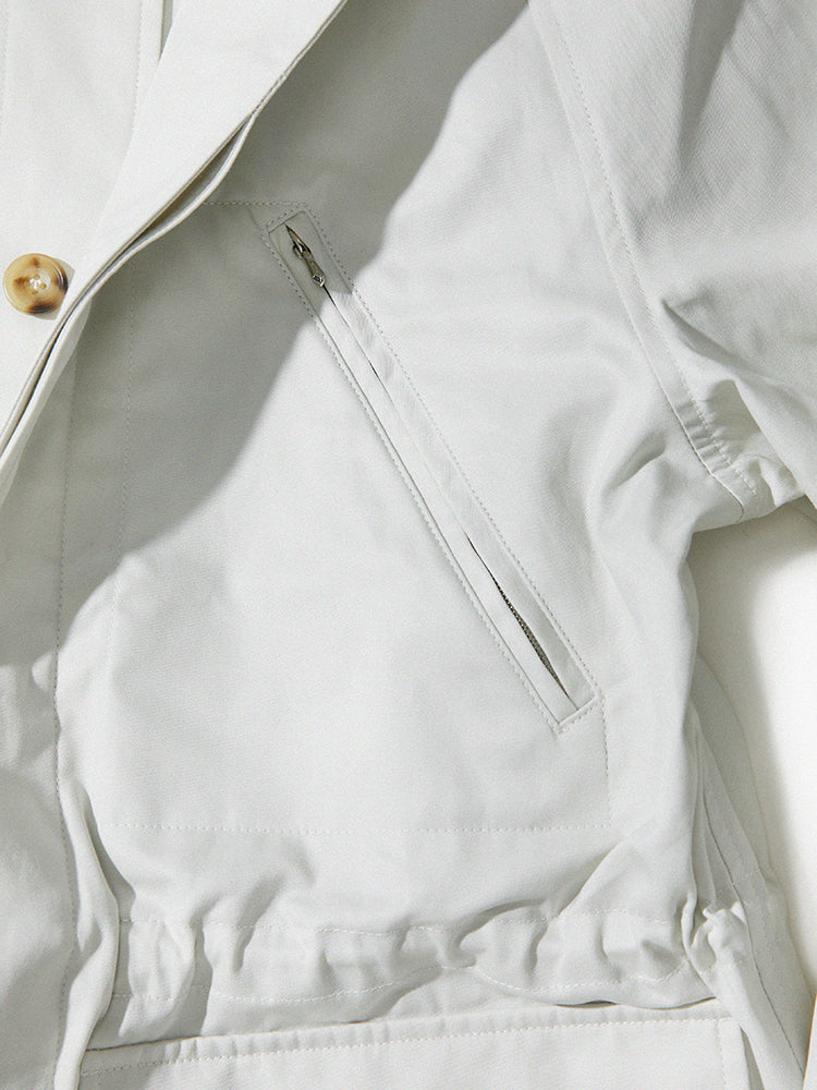 Off-White Cotton Gabardine ‘Vidocq’ Raglan Rain Coat