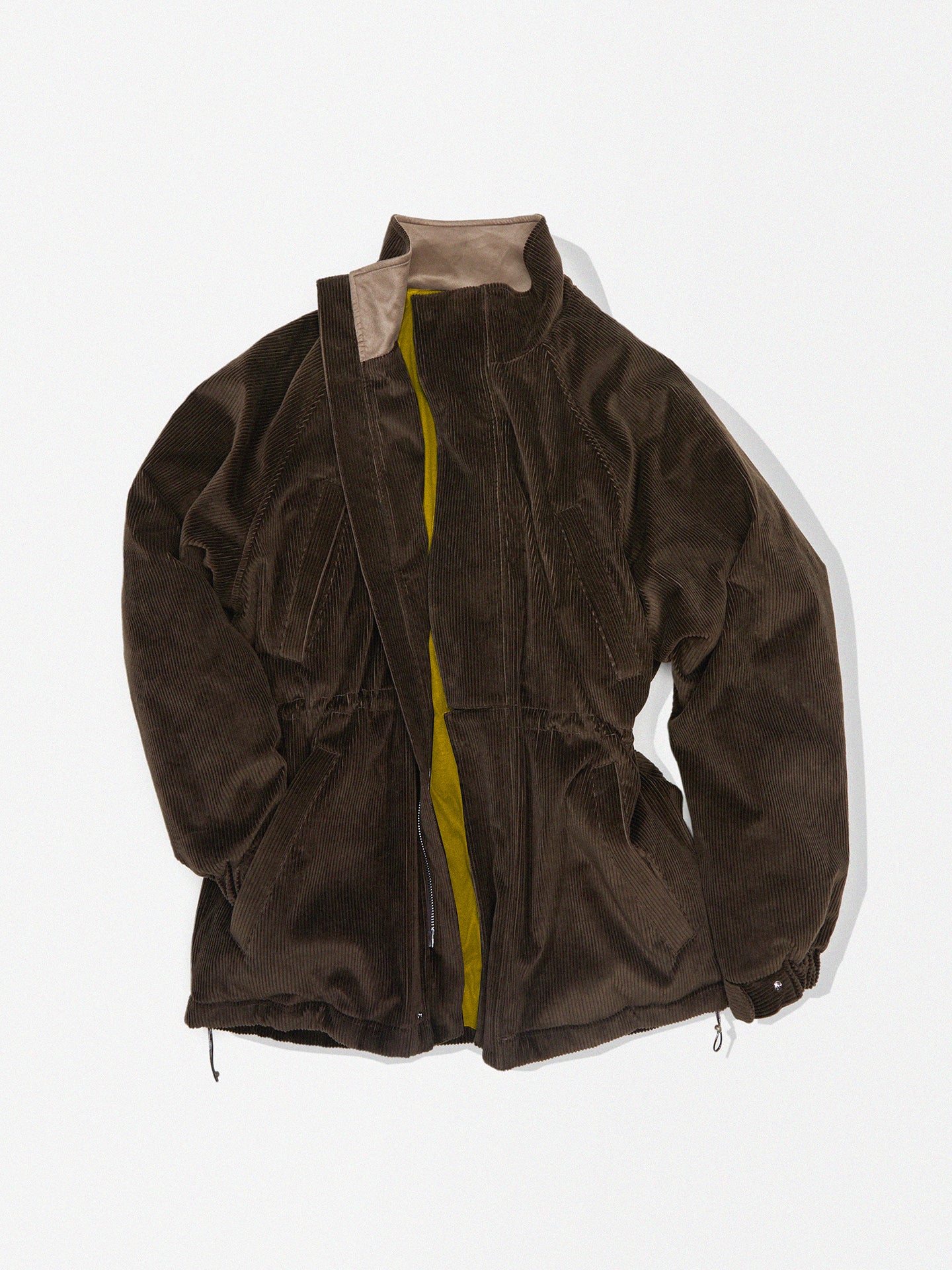 Chocolate Water-Repellent Corduroy ‘Altai’ Lightweight Down Jacket