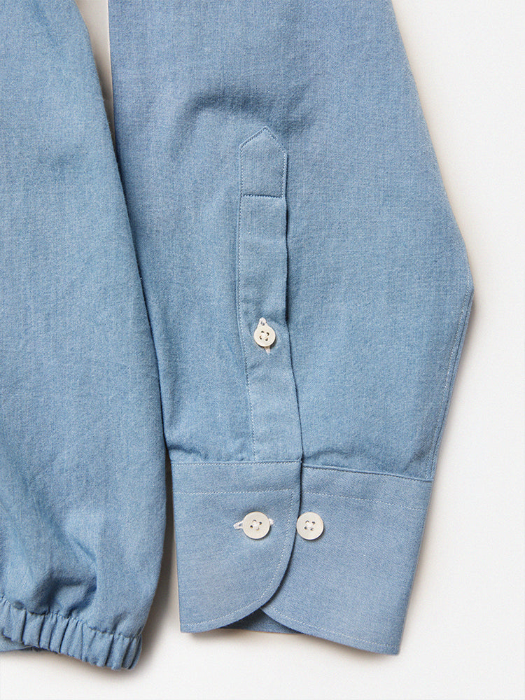 Chambray Belted Shirt Jacket - Dusty Blue