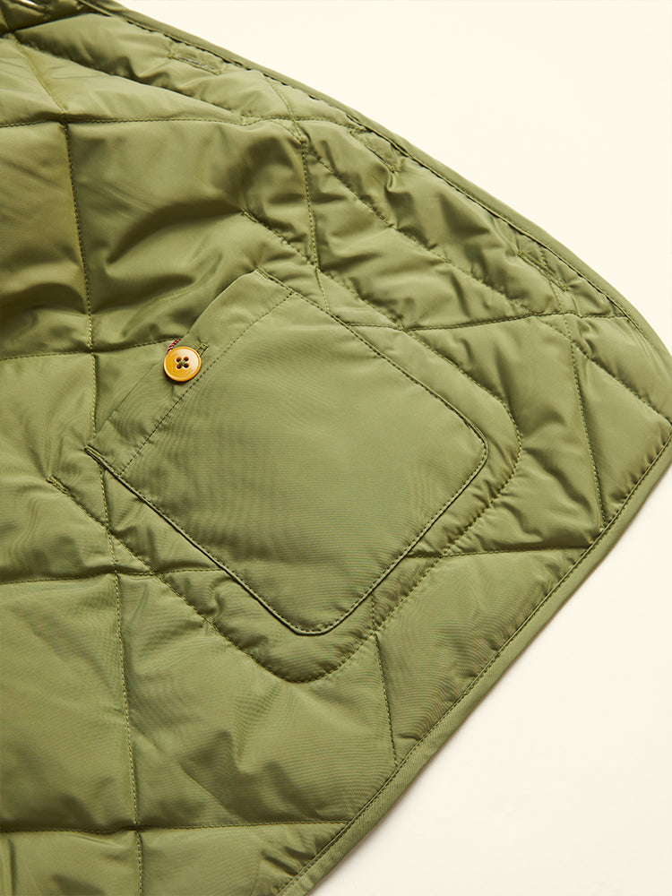 Diamond Quilted Down Vest - Olive