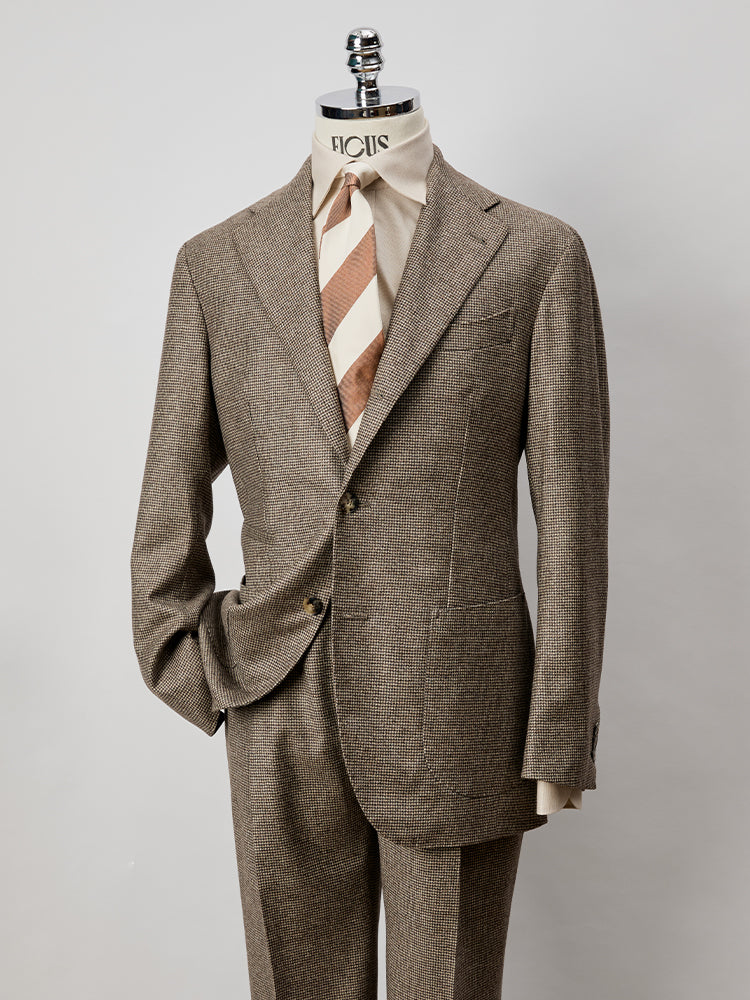 Houndstooth FAVOLA Flannel Suit Jacket / Trousers - Loro Piana / Brown