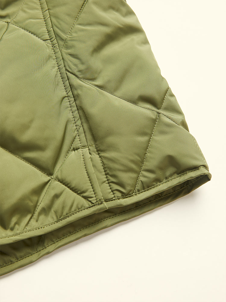 Diamond Quilted Down Vest - Olive