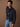 Deep Navy wool-blend short jacket — model side