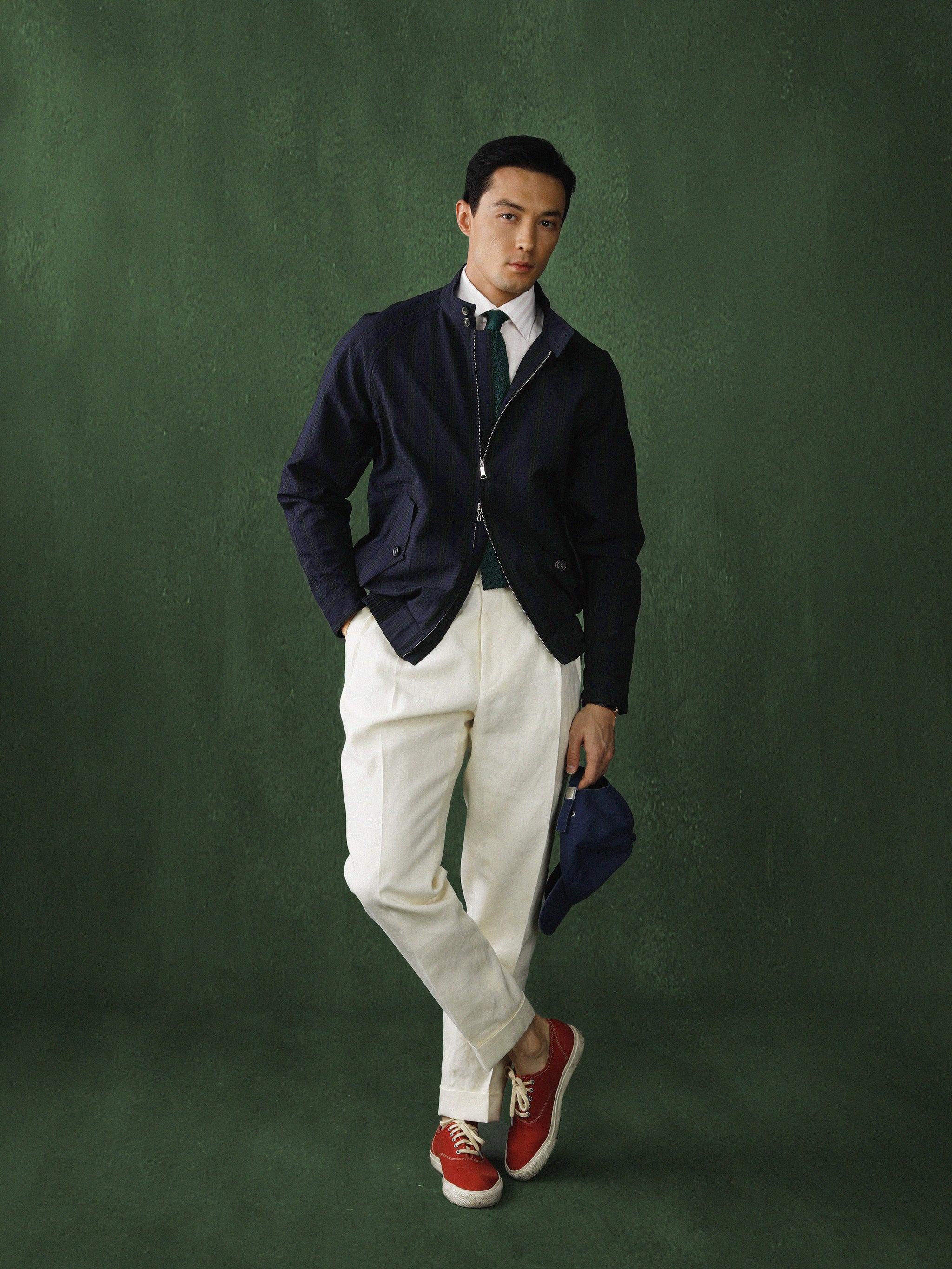 Wool Seersucker Golf Jacket 019 – Navy Pinstripe / Caccioppoli