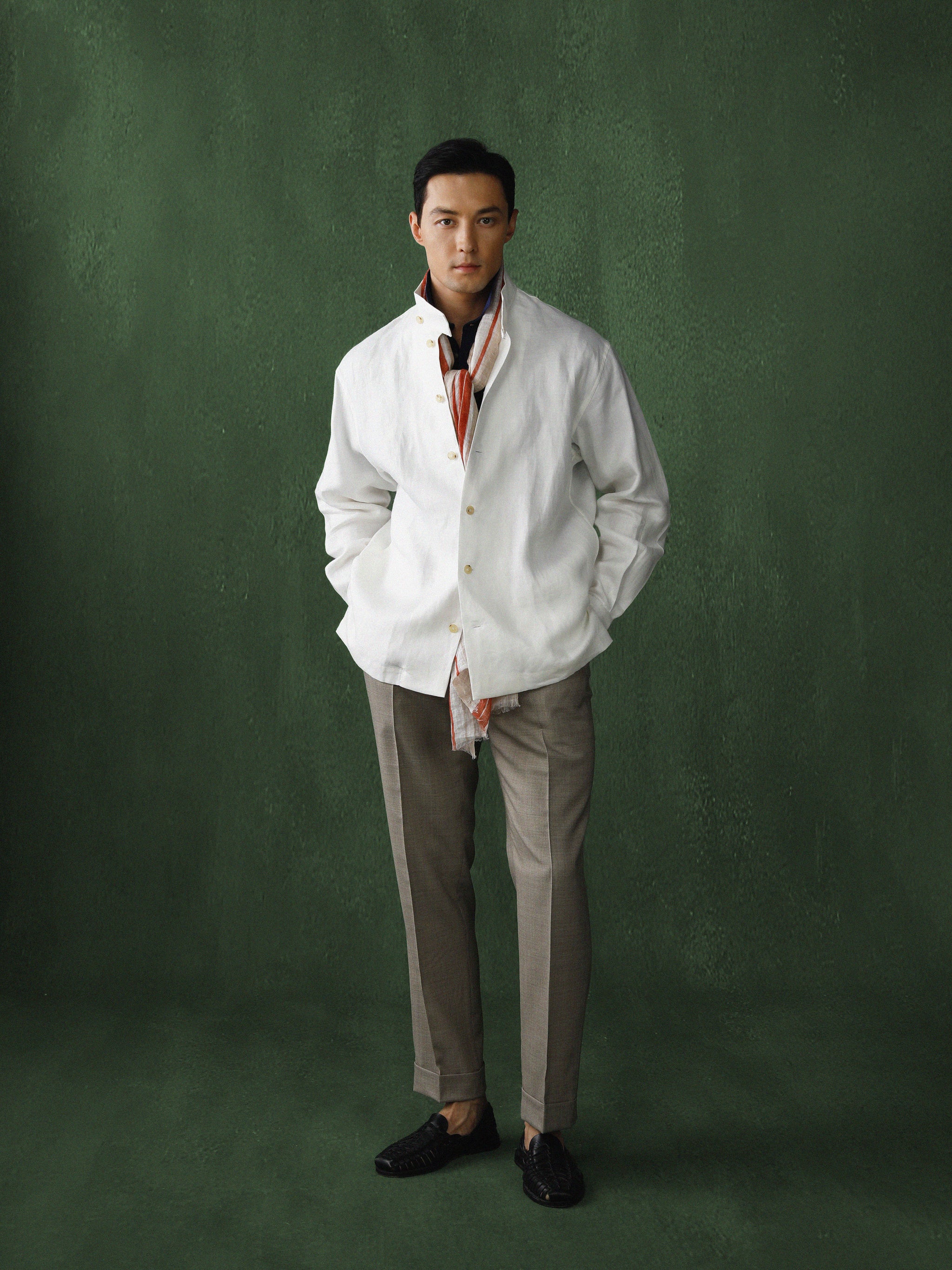 Mandarin Collar Linen Shanghai Shirt Jacket