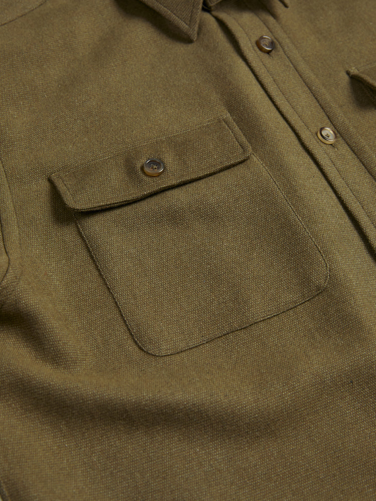 Cotton/Tencel Shirt Jacket - Albini / Olive