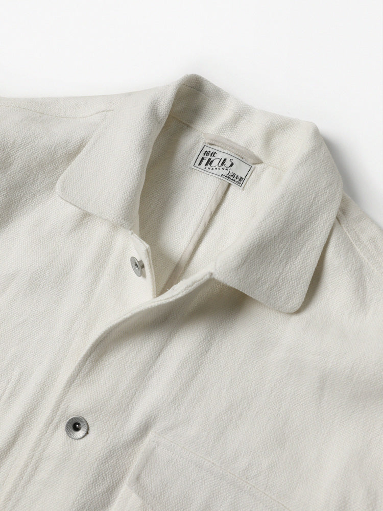Heavyweight Linen Writer II Shirt Jacket - White
