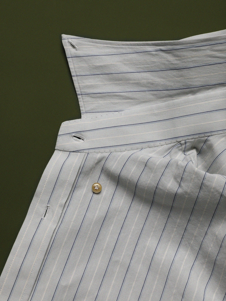 Cotton Striped Button-Down Collar Handcrafted Shirt - Grey & Blue/Canclini