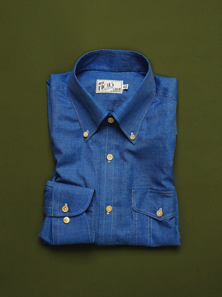 Denim Button-Down Handcrafted Shirt - Carlo Riva