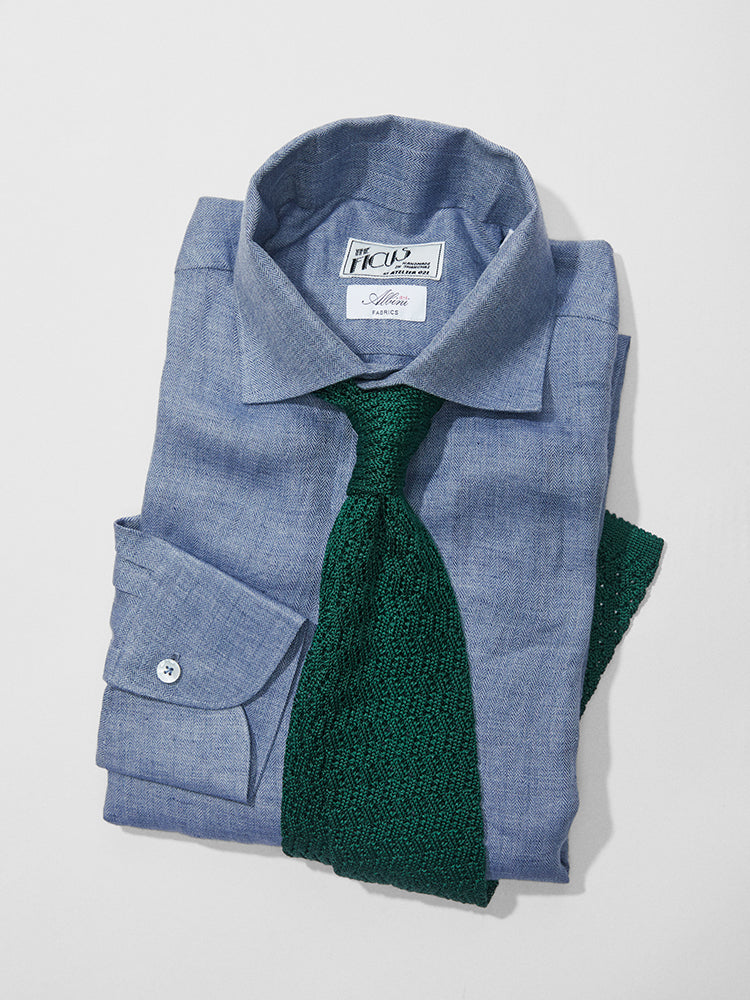 Zag Pattern Silk Knit Tie - Green