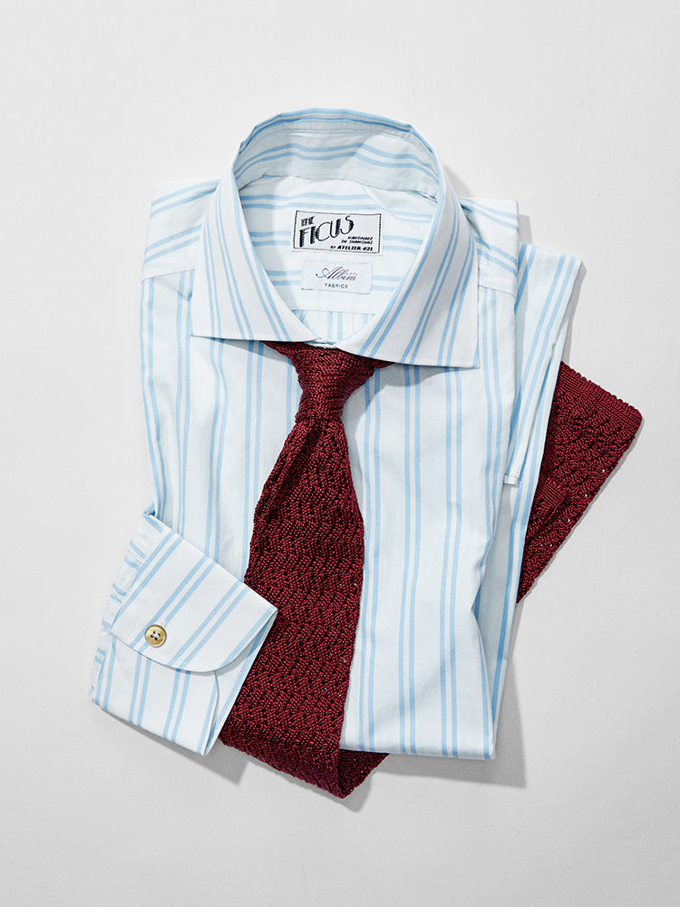 Zag Pattern Silk Knit Tie - Burgundy