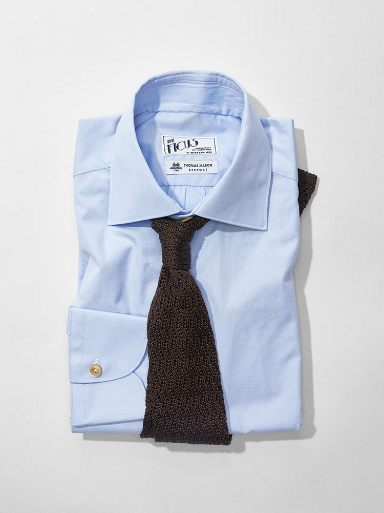 Zag Pattern Silk Knit Tie - Brown